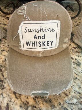 Sunshine And Whiskey Distressed Baseball Cap - Tan